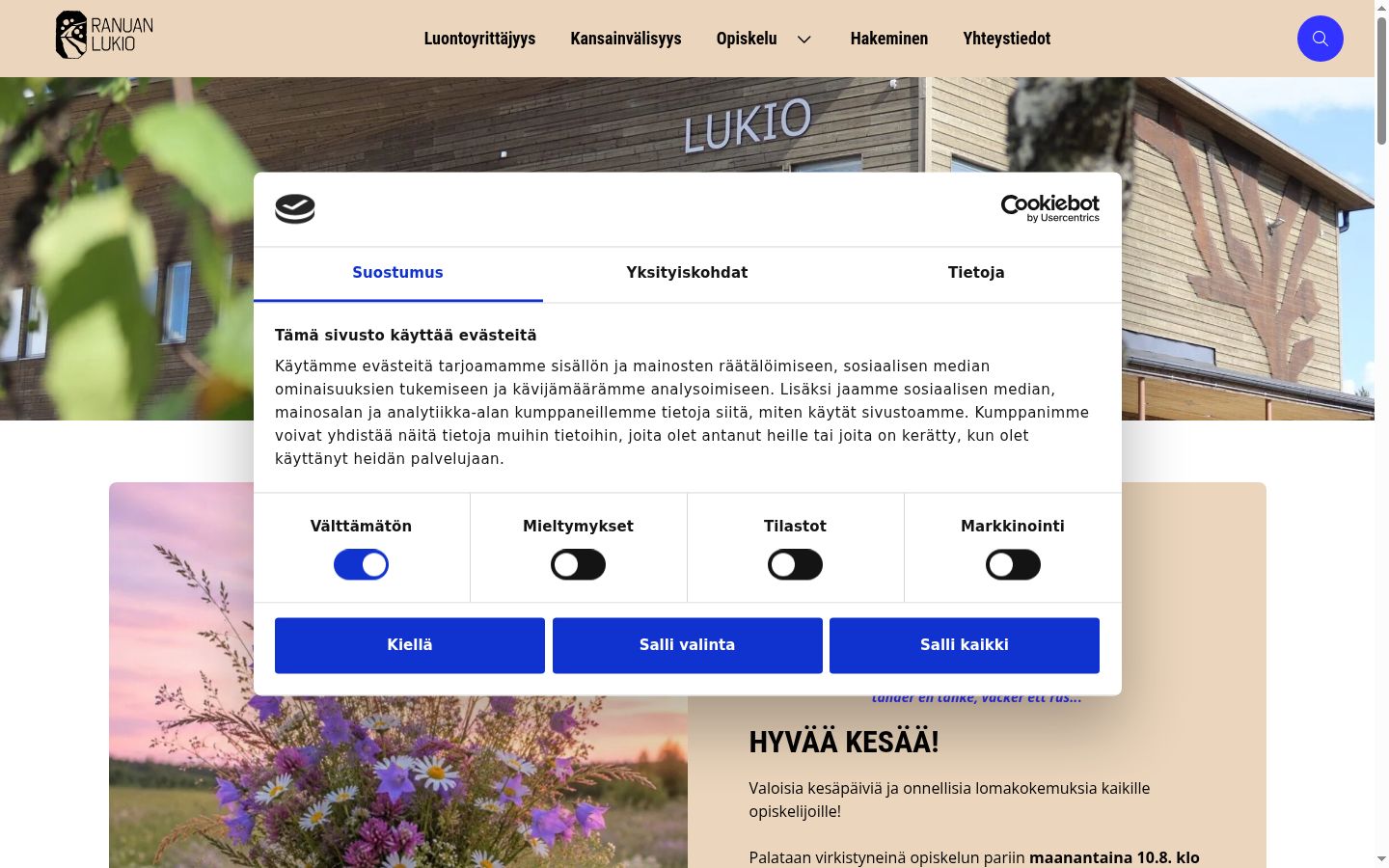 Screenshot tal-banner tal-kunsens muri qabel kwalunkwe interazzjoni