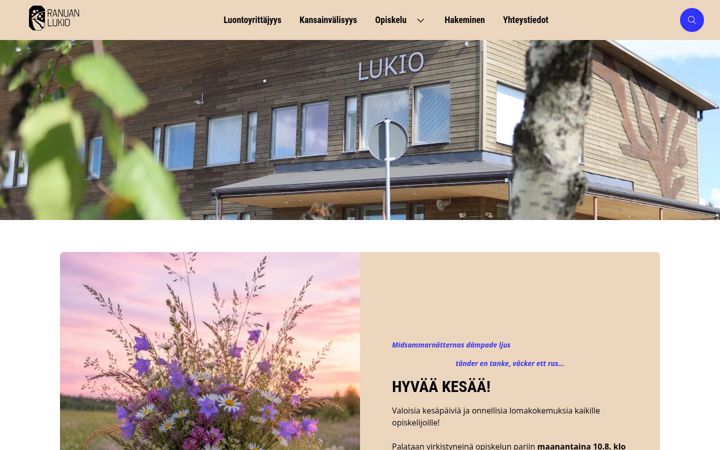 Screenshot ta' ranuanlukio.fi