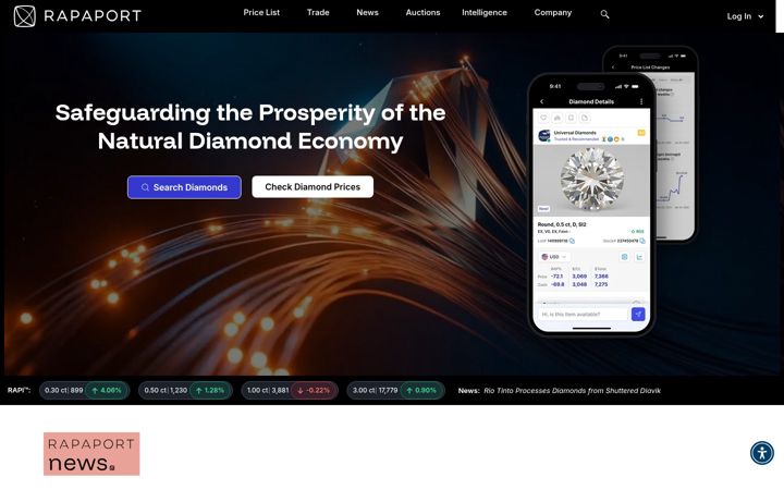 Screenshot of rapaport.com
