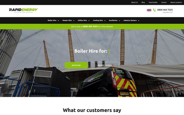 Screenshot stránky rapidenergy.co.uk
