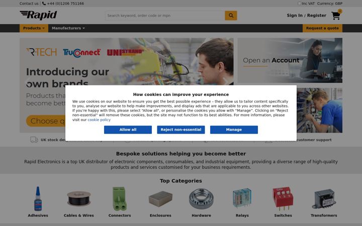 Screenshot of rapidonline.com