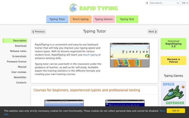 Screenshot of rapidtyping.com