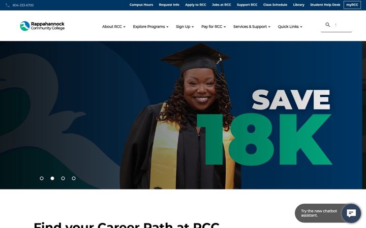 Screenshot of rappahannock.edu