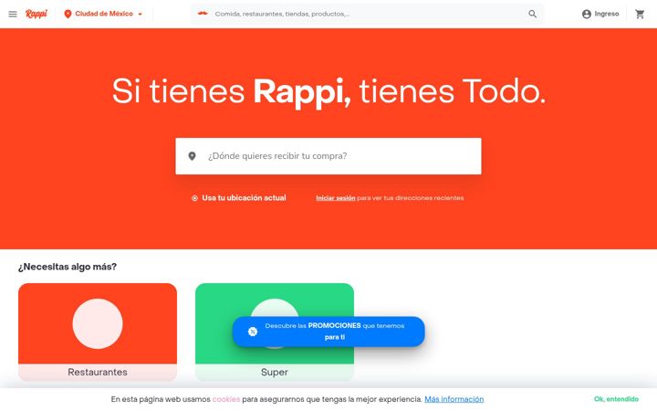 Kuvakaappaus sivustosta rappi.com.mx