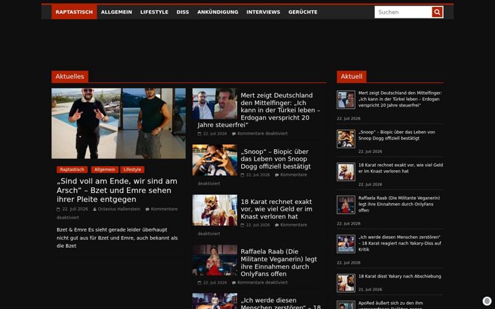 Screenshot of raptastisch.net