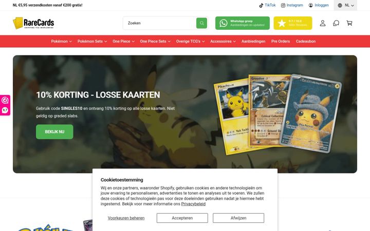 Screenshot of rarecards.nl