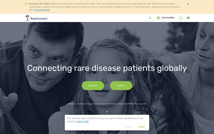 Screenshot of rareconnect.org