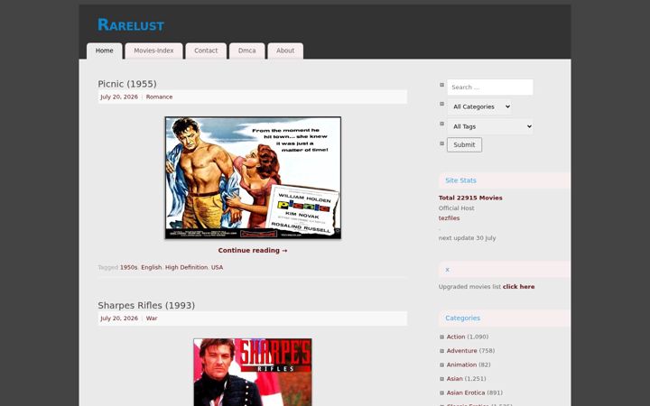 Screenshot of rarelust.com
