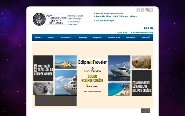 Screenshot of rasc.ca