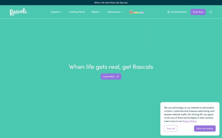 Screenshot of rascalsbaby.com