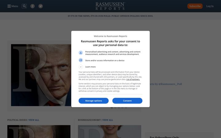 Ekrānuzņēmums no rasmussenreports.com
