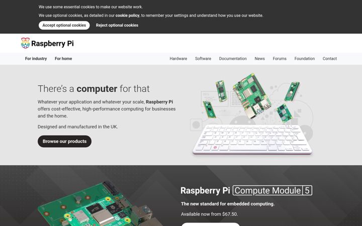 Screenshot von raspberrypi.com