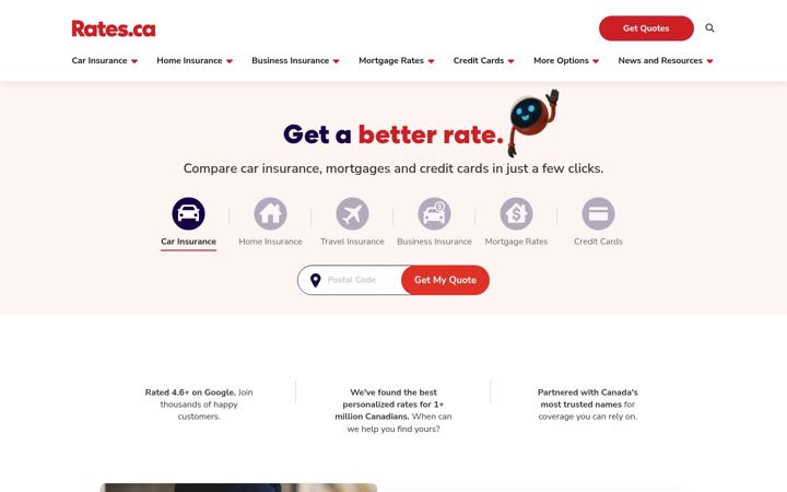 Screenshot of rates.ca