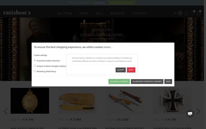 Screenshot of ratisbons.com