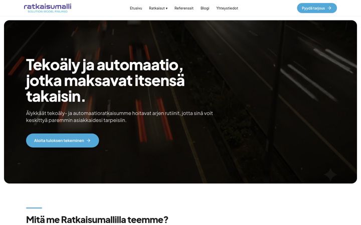 Screenshot of ratkaisumalli.ai
