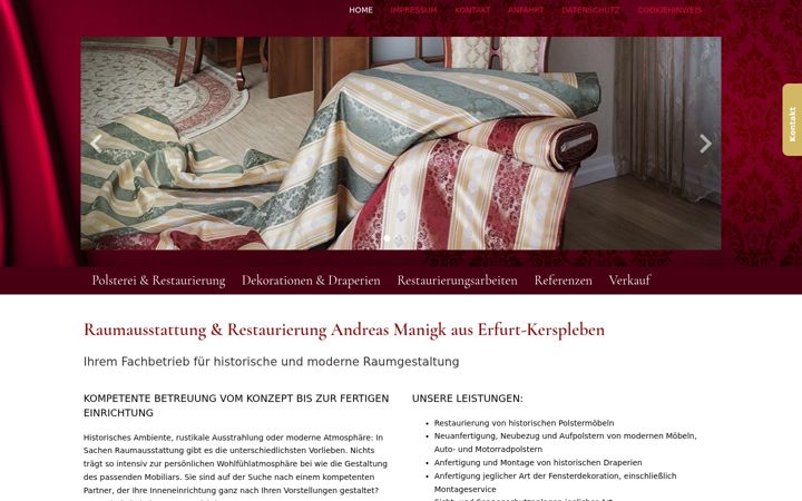 Captură de ecran a raumausstattung-manigk.de