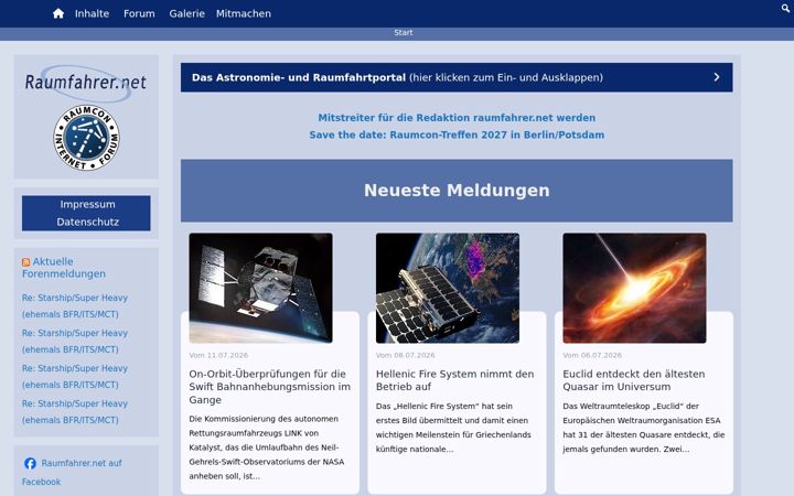 Screenshot van raumfahrer.net