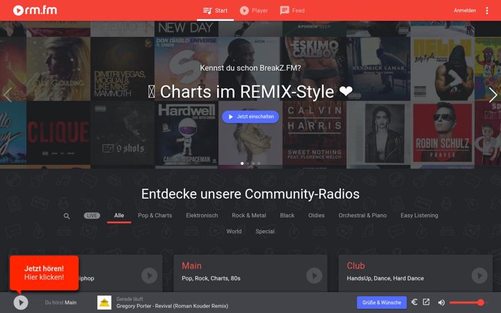 Screenshot of rautemusik.fm