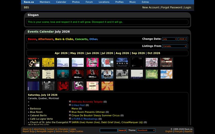 Screenshot of rave.ca