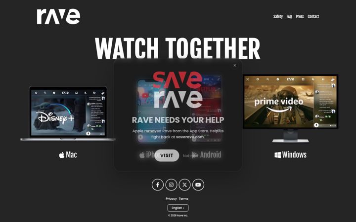 Screenshot of rave.io