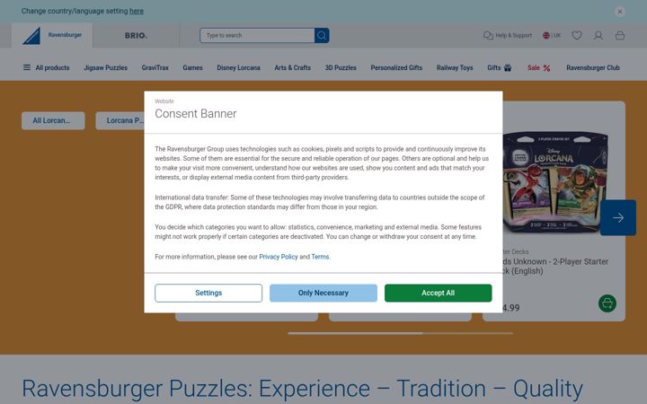 Screenshot von ravensburger.com