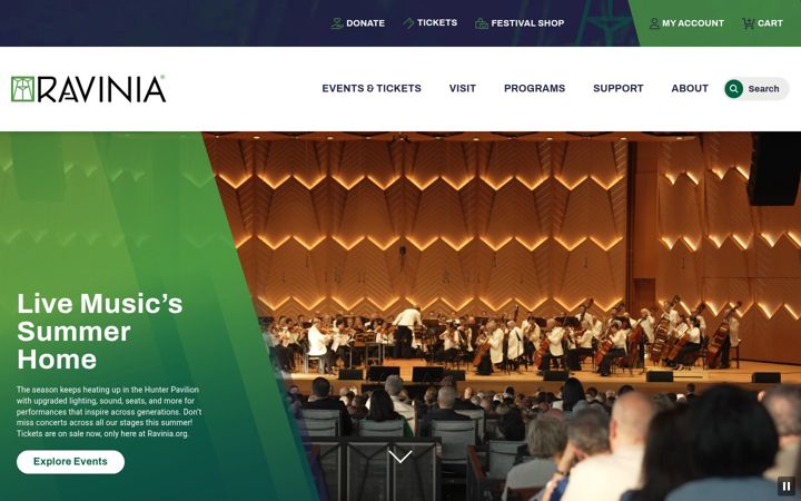 Screenshot of ravinia.org