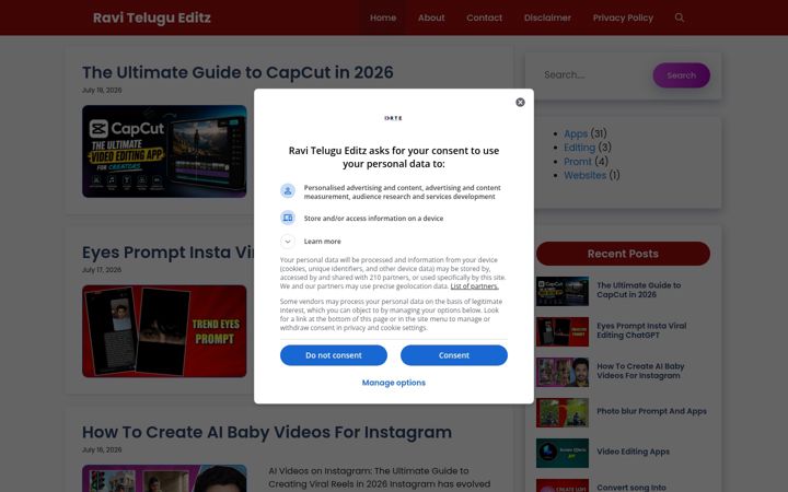 Screenshot of ravitelugueditz.com