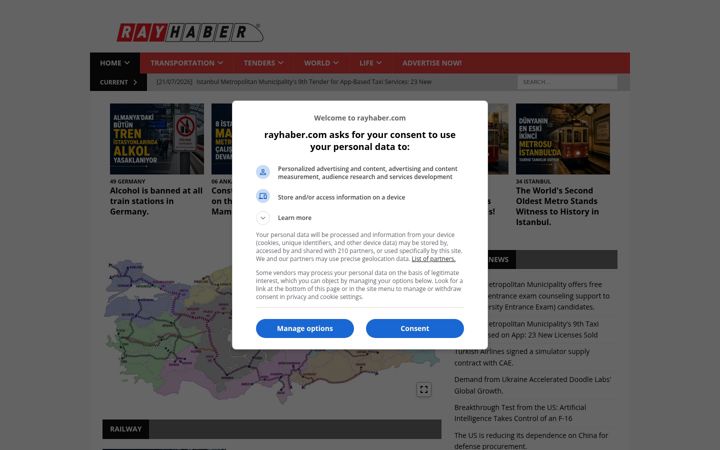 Kuvakaappaus sivustosta rayhaber.com
