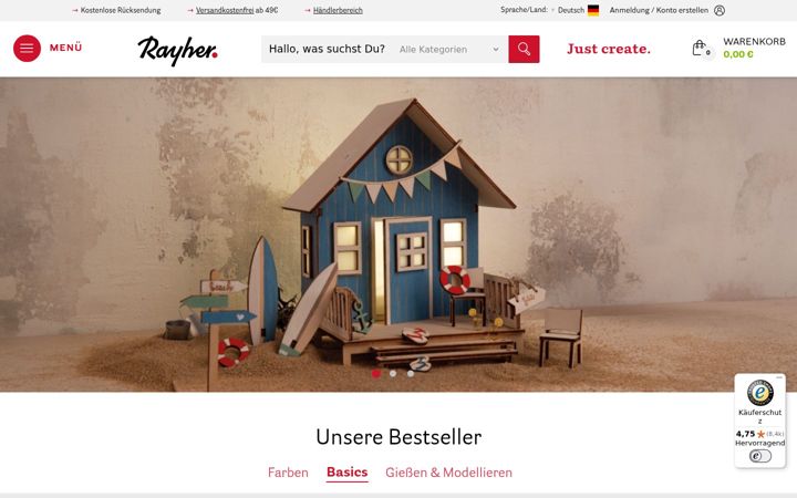 Screenshot of rayher.com