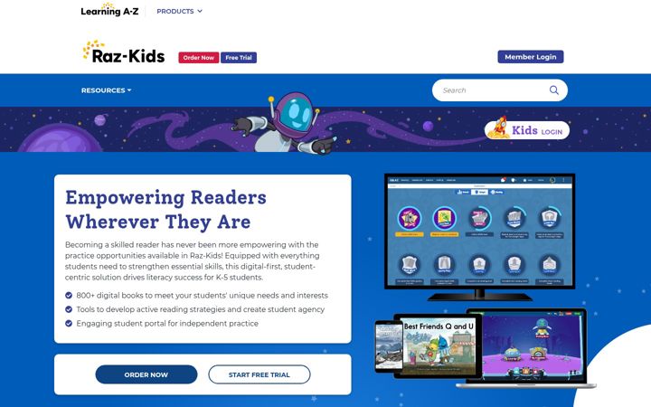 Screenshot of raz-kids.com