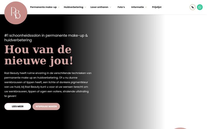 Screenshot van razibeauty-pmu.nl