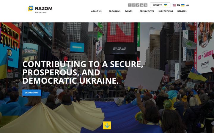 Screenshot von razomforukraine.org