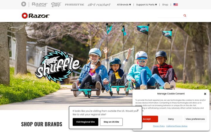 Screenshot of razor.com