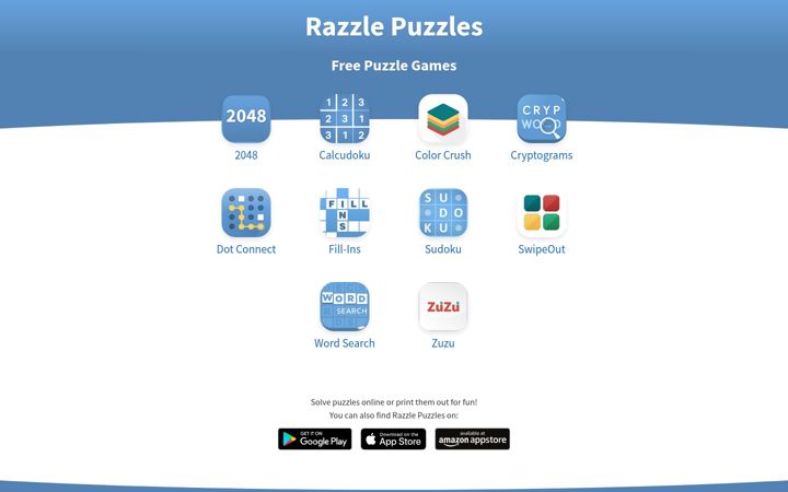 Screenshot of razzlepuzzles.com