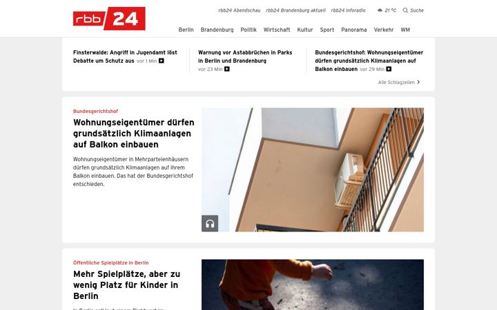 Screenshot of rbb24.de