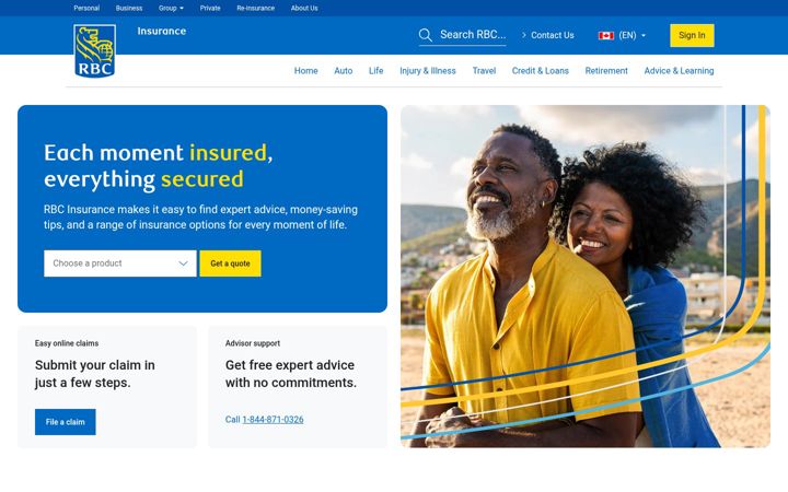 Screenshot of rbcinsurance.com