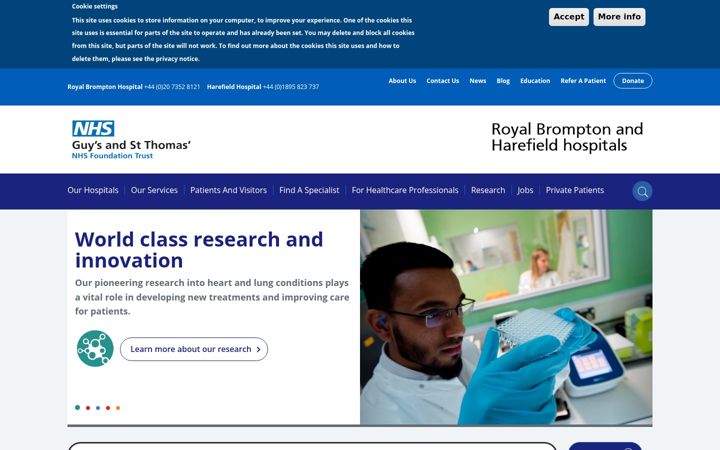 Kuvakaappaus sivustosta rbht.nhs.uk