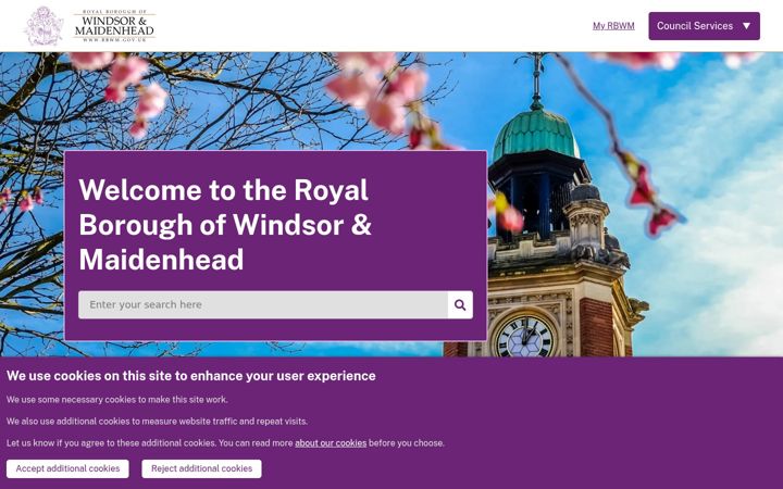 Screenshot of rbwm.gov.uk