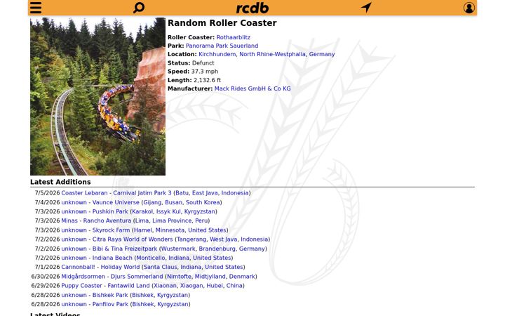 Екранна снимка на rcdb.com