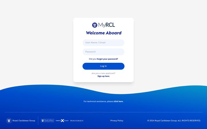 Screenshot of rclcrewtravel.com