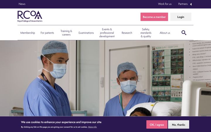 Screenshot of rcoa.ac.uk
