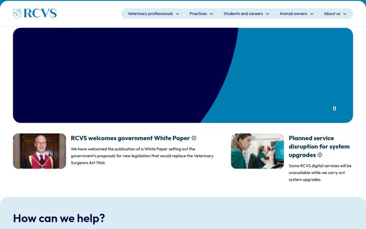 Screenshot of rcvs.org.uk