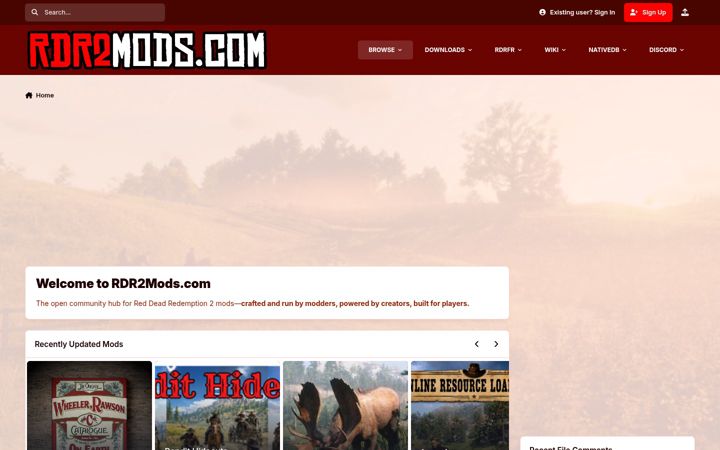 Posnetek zaslona rdr2mods.com