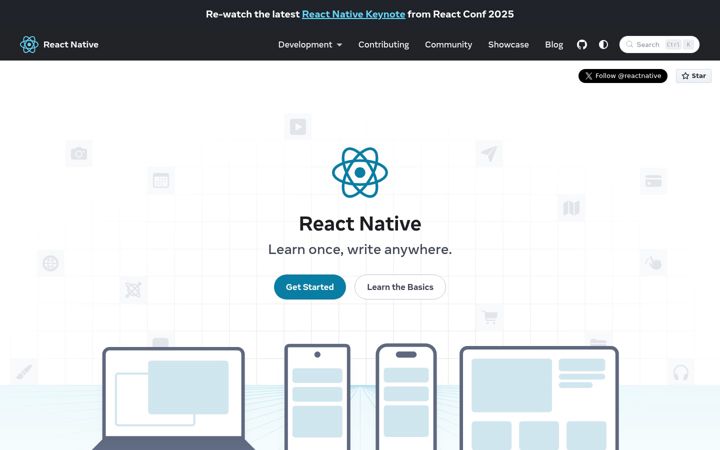 Captura de ecrã de reactnative.dev