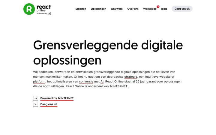 Screenshot of reactonline.nl