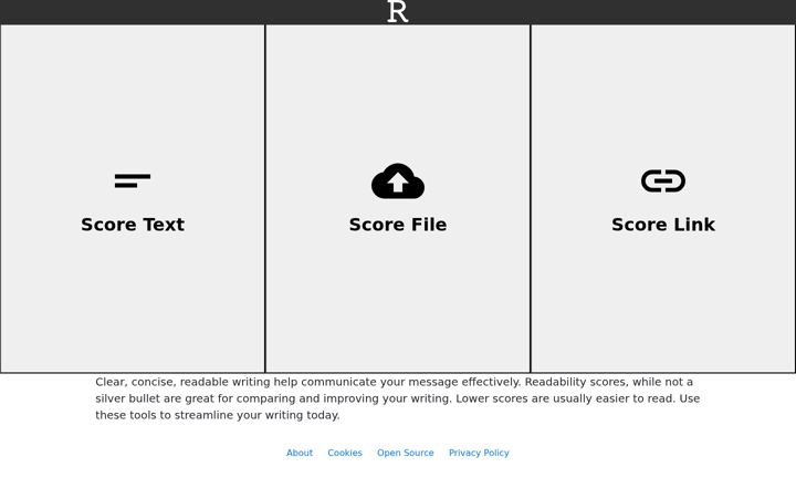 Screenshot stránky readabilitychecker.com