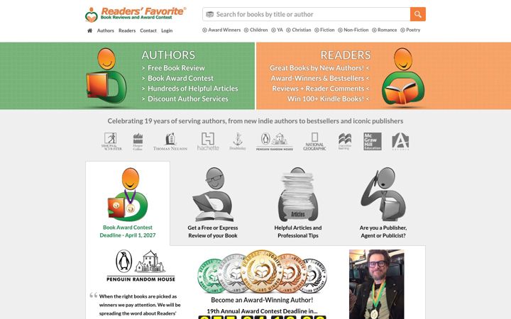 Screenshot of readersfavorite.com