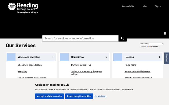 Screenshot of reading.gov.uk