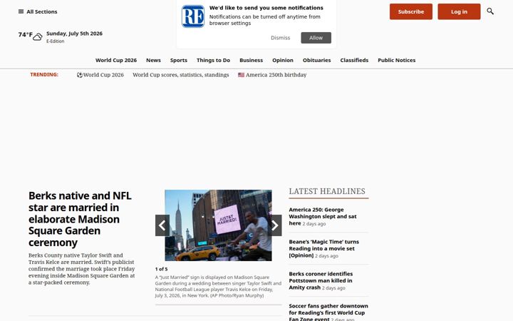Екранна снимка на readingeagle.com