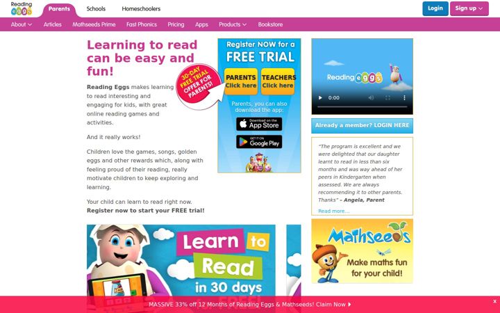Screenshot di readingeggs.com